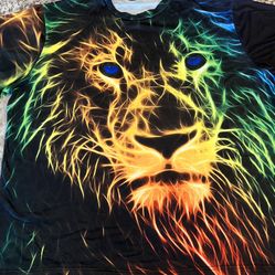 4XL Mens Colorful Lion American Sweatshirt  All Over Print Plus Short Sleeve