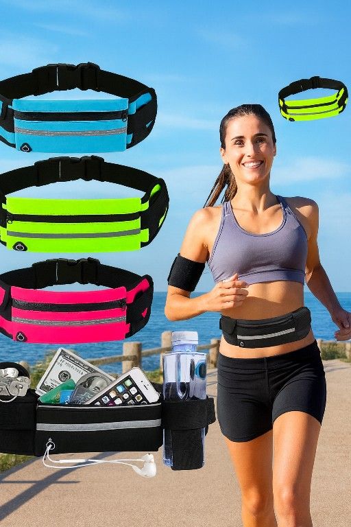 5- Piece Sports Running Waist Pack Set Reflective, Water-Resistant