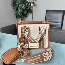 Steve Madden Cream Canvas Crossbody