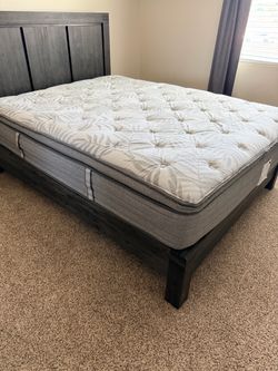 Queen Bed Frame with Pillow Top Mattress