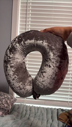 Gray Velvet Travel Neck Pillow