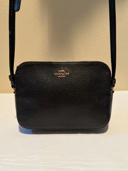 Coach Mini Camera Bag Black Pebble Leather Crossbody Purse