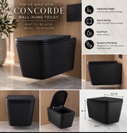 Luxury Matte Black Floating Toilet – Swiss Madison Concorde