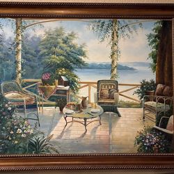 Framed oil reproduction painting