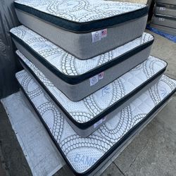 Queen Size Mattress Pillow Top 12” Thick. All Sizes Available. Same Day Delivery