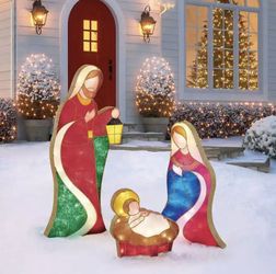 Nativity Set -outdoor or indoor 54” high, fabric mesh with 240 LED lights