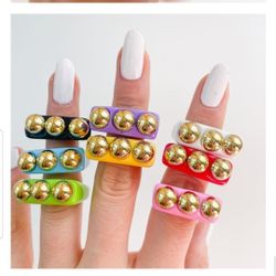 Acrylic Geometric Shape Multicolor Rings New