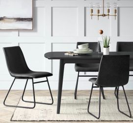 Set of 2 Bowden Faux Leather and Metal Dining Chair