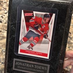 Jonathan Toews Blackhawks Stanley Cup Hockey Card Plaque