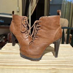 Brown Heel Booties - 5.5