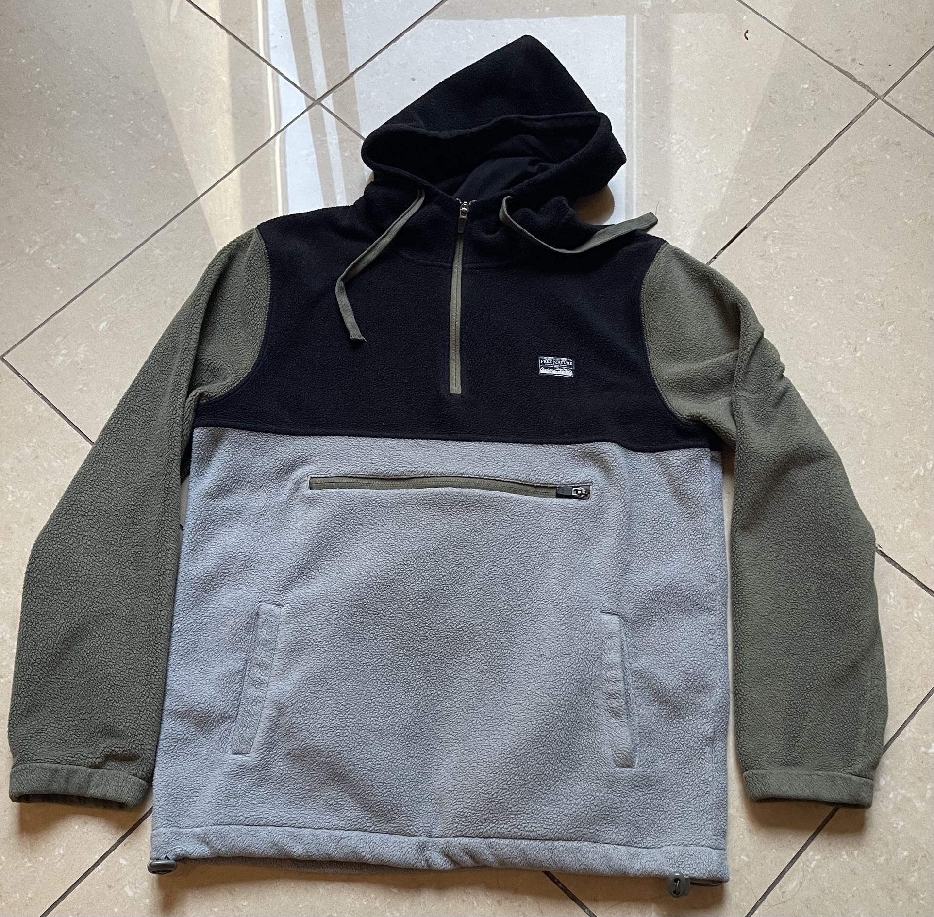 Free Nature fleece hoodie, a men's bonded fleece pullover hoodie loose fit Small Great Combo Colors