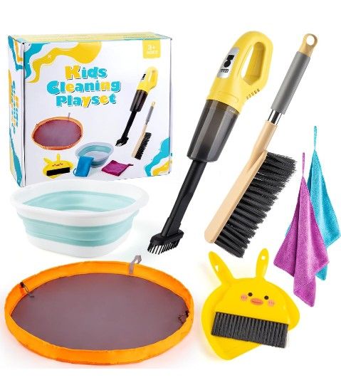 Kids Cleaning Set, Kids Cleaning Toy Set with Working Handheld Vacuum, Toddler Cleaning Set, Pretend Play House Cleaning Set, Toddlers Cleaning Toys f