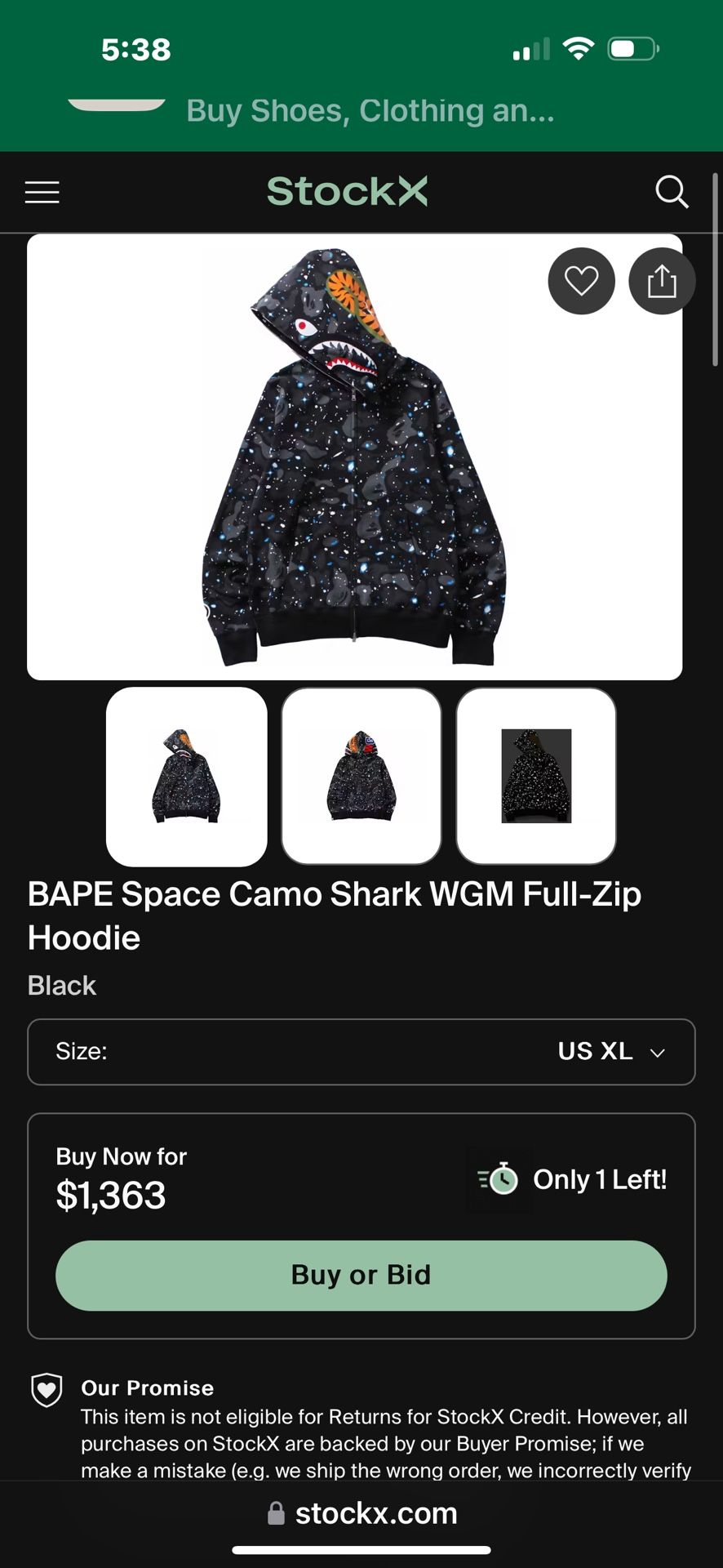 Bape Space Camo Shark WGM Full-Zip Hoodie