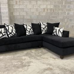 Black Sectional Sofa Set With Pillows