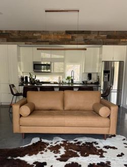 Leather sofa tan 72”