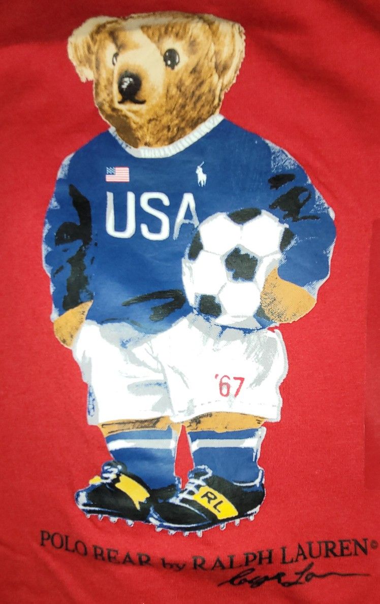 POLO RALPH LAUREN RED SOCCER PLAYER BEAR MENS SIZE XL