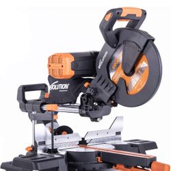 Evolution Power Tools R255SMS-DB+ 10-Inch Dual Bevel Sliding Miter Saw Multi-Material- MISSING COUE ACCESSORIES- See Pi