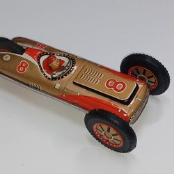 Vintage TM Masudaya of Japan Tin Friction Double Sided Rollover Race Car Toy