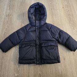 Zara Boy's Puffer Jacket Hooded Blue