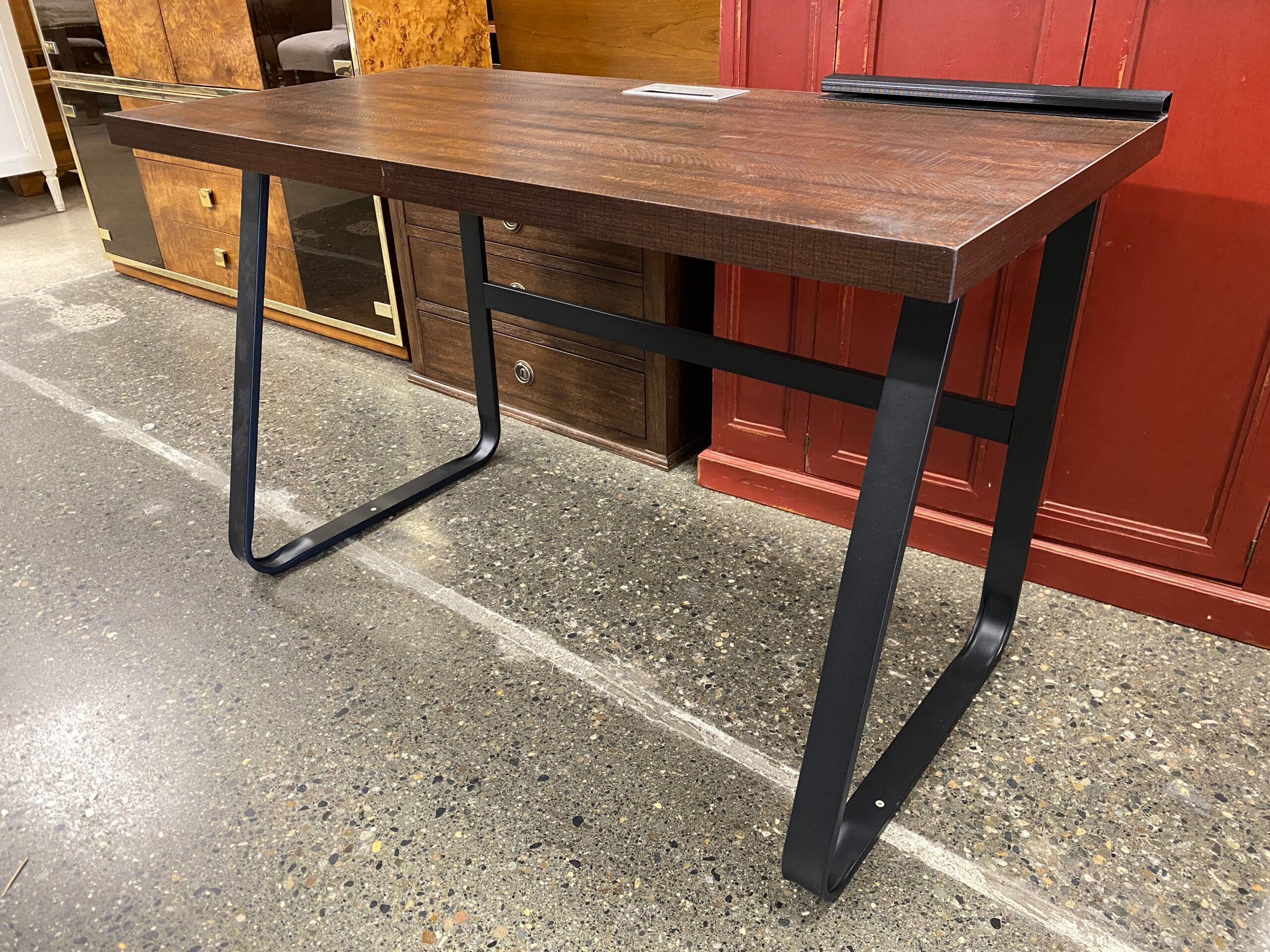 Dark Brown & Black Desk w/ Cord Holder