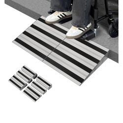 4" Rise Modular Threshold Ramp for Doorways, Stable Wheelchair Ramp for Home Steps, Aluminum Door Ramp for Scooters, Power Chairs, 1100LBS Load $98.99