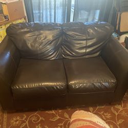 Excellent Condition Pleather Loveseat Brown