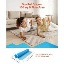 226# Floor Underlayment 300 sq. ft, 3-in-1 2 mm Thick Flooring Padding with Tape & Vapor Barrier, Heavy Duty EPE Foam Soundproofing & Noise Reduction,