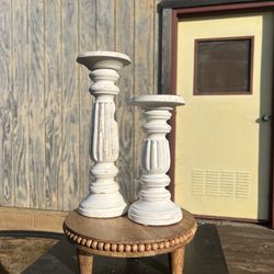 White Candle Holders