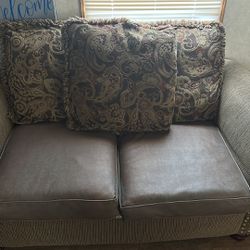 Couch Loveseat Recliner And 2 End Tables 
