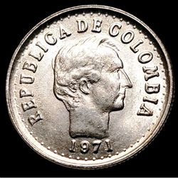 1971 Colombia  20 Centavos Coin 