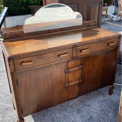 Antique Table Dresser With Mirror 
