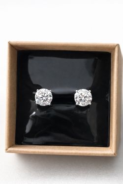 6CT Authentic Moissanite Earrings - 18K Gold Plated, 925 Sterling Silver, Unisex