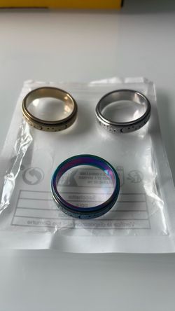 Set of 3 Spinner Rings Moon and Star Size 8