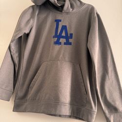 LA Dodgers Youth(14-16) Large Hoodie Gray Pullover Sweatshirt MLB