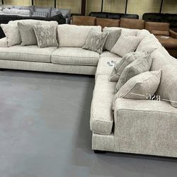 L Shaped Modular Parchment Color Sectional Couch With Reversible Soft Cushions ⭐ Color Options ⭐$39 Down Payment with Financing ⭐ 90 Days same as cash