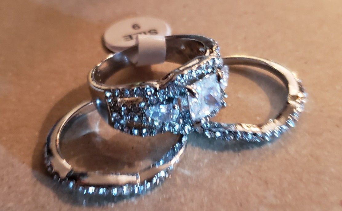 925 Sterling Silver 3pc Wedding Sets