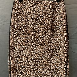 White House Black Market Cheetah Leopard Print Pencil Zippered Skirt Size 0P.