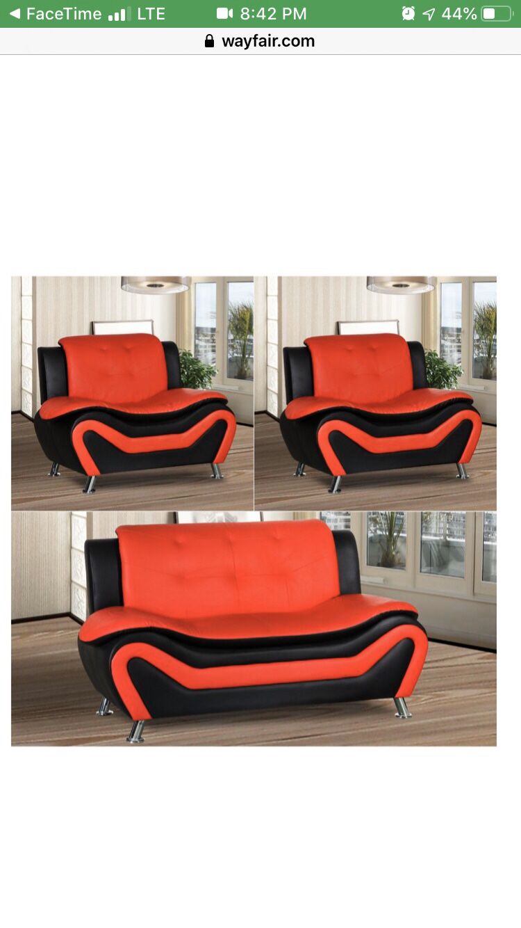 Red 3 piece Couch