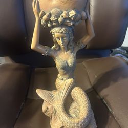 Vintage Mermaid Candle Holder 12 Inches Tall