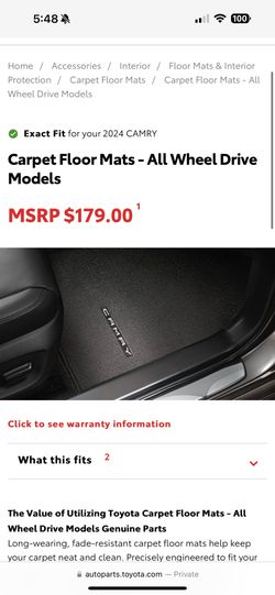 2024 Toyota Camry OEM Mats