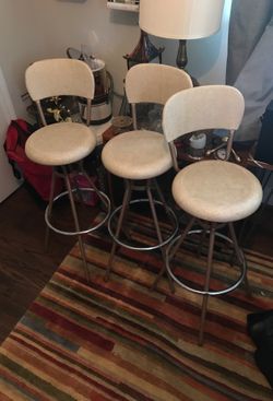 Three vintage 36” tall mid century bar stools
