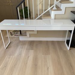 Desk - IKEA White Long Desk - Two Drawers. 