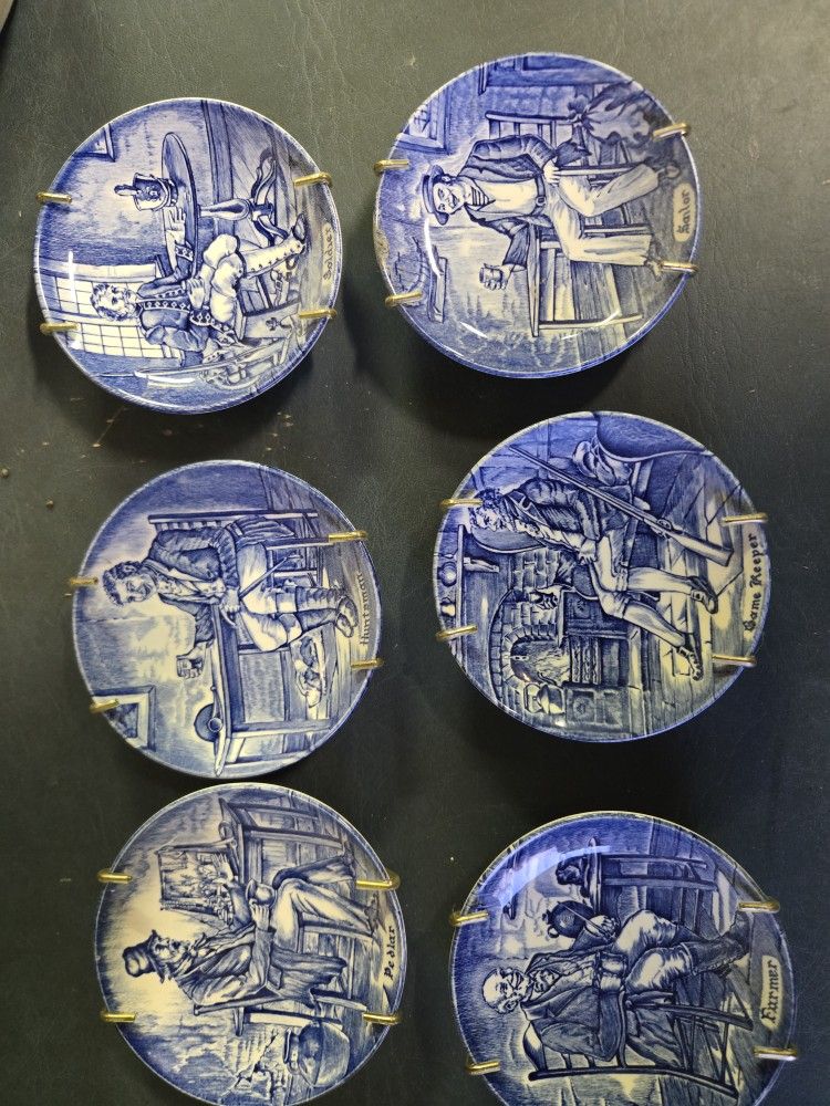 Vintage Enoch Wedgwood OLD CHELSEA BLUE Professionals Lot Of 6
