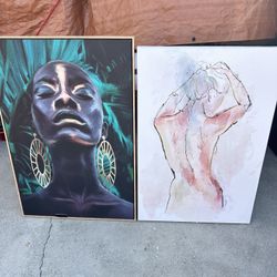 2 Beautiful Decor Art Framed Office House Salon Spa Gorgeous Colors 37 X 35 