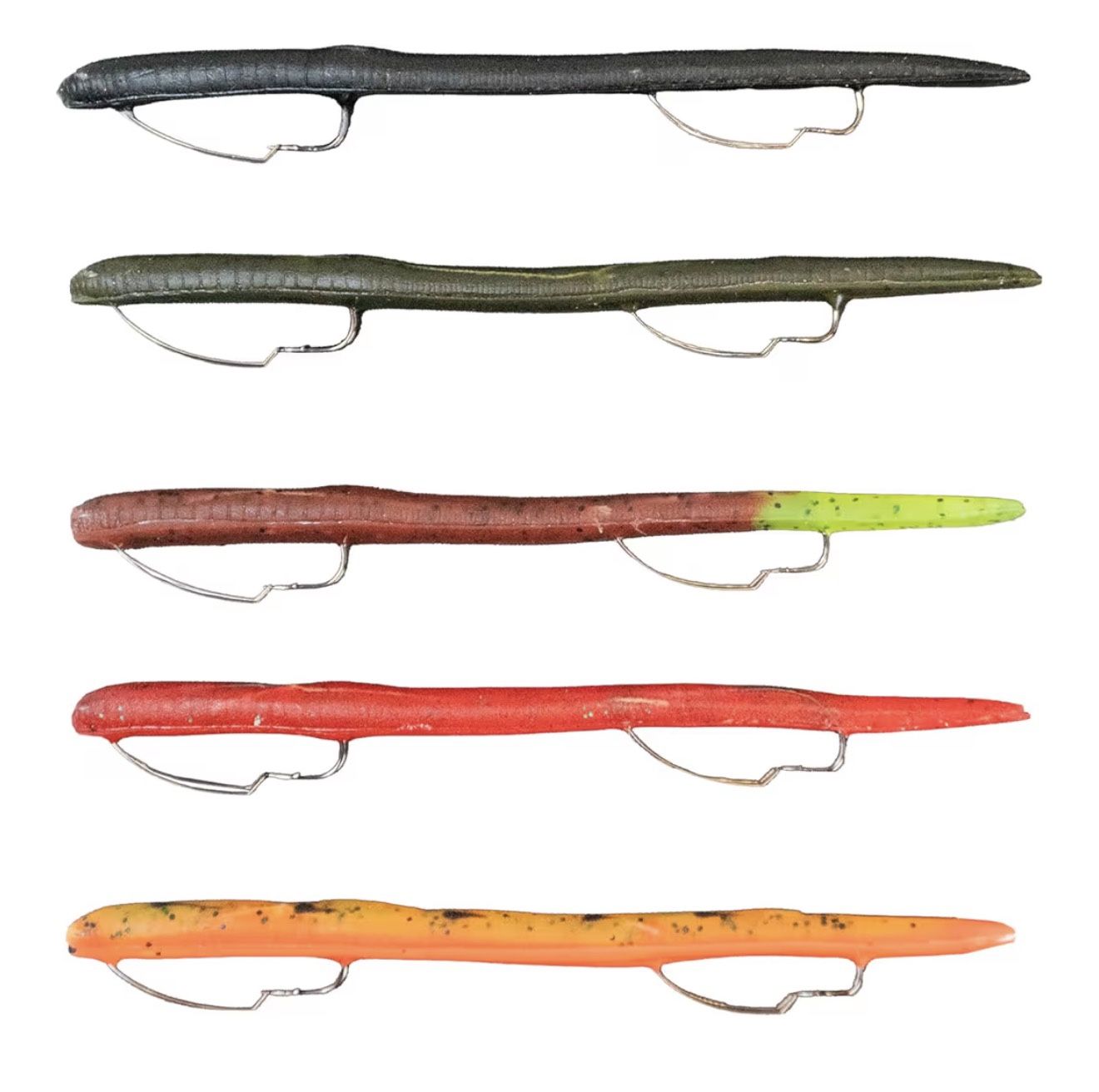 DeLong Lures 6" KILR Worm – Made in USA Weedless Pre-Rigged Soft Plastic Swimbaits, Extra Durable Bass Fishing Lures for Pike and More, 5-Pack Variety