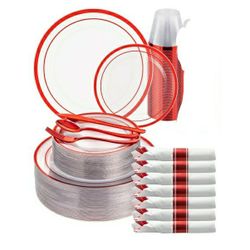 350 PCs Dinnerware Set Red