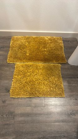 Mustard Yellow Chenille Bath Mat Set of 2
