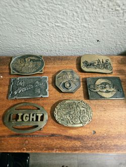 7 Vintage Brass Metal Belt Buckles SEE PHOTOS $8 EACH All $40