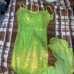 formal dresses, navy blue, lime green, xs/s