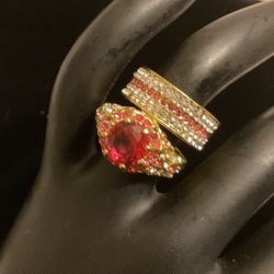 Gold Filled Over(925)ring Set With Beautiful Crystals/rhinestones…sizes 6,6,7,and 9